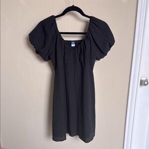 Old Navy Black dress Puff Sleeve seersucker 100% lined sz XSP like new
